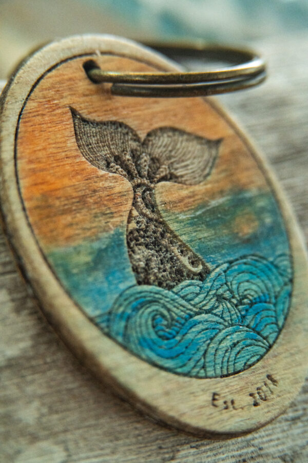 Whale Tail Sunset Keychain